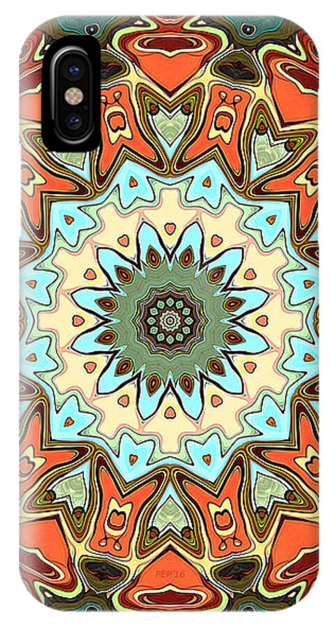 Earth Tones iPhone X Case featuring the digital art Concentric Abstract Symmetry by Phil Perkins