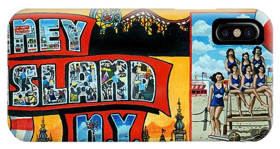 Coney Island New York iPhone X Case featuring the painting Coney Island New York by Bonnie Siracusa