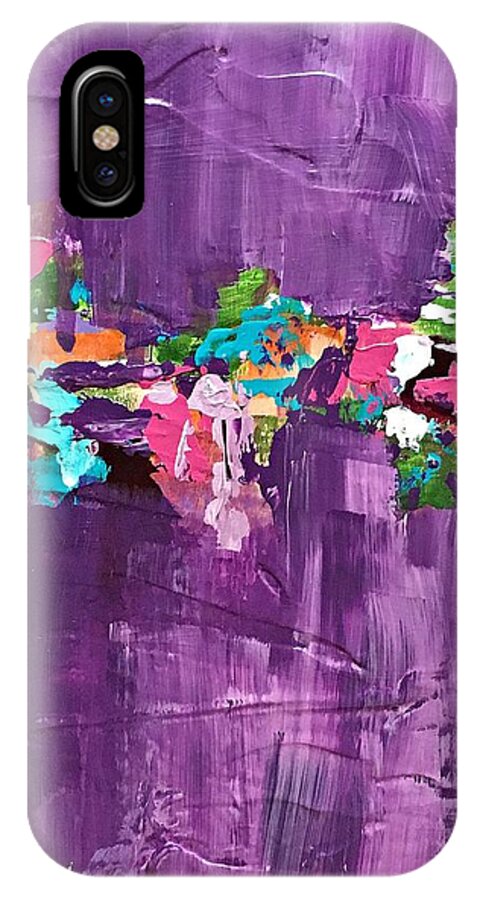 Purple iPhone X Case featuring the painting Connected by Mary Mirabal