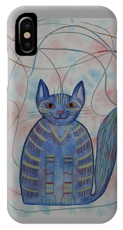 Vera Smith iPhone X Case featuring the painting Connection Cat by Vera Smith