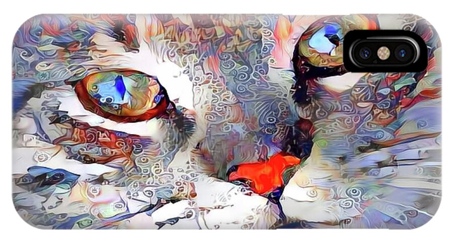 Cat iPhone X Case featuring the digital art Content Kitty Cat by Peggy Collins