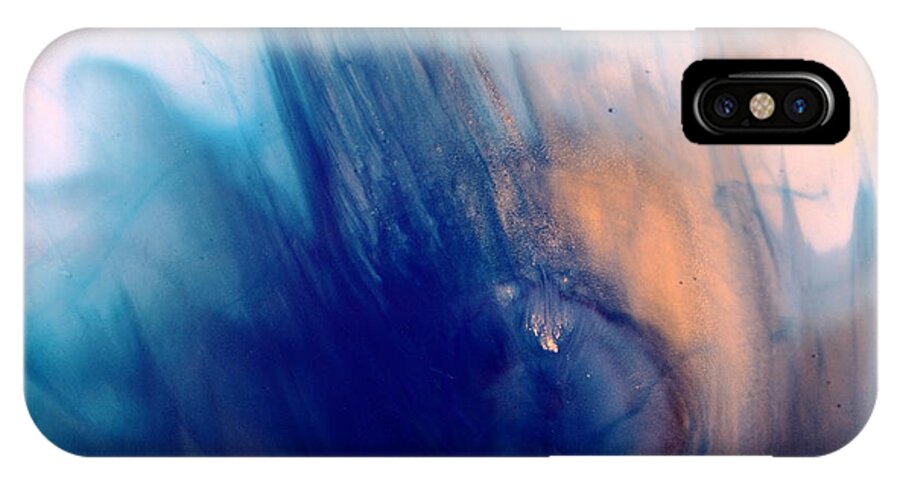 Fluid iPhone X Case featuring the photograph Cool Blue Liquid Abstract Art Fluid Painting by kredart by Serg Wiaderny