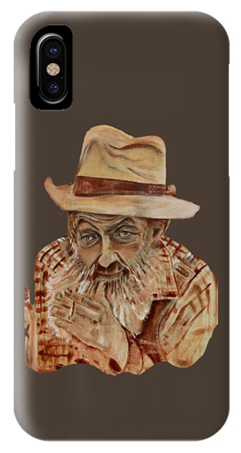 Popcorn Sutton T-shirts iPhone X Case featuring the painting Coppershine Popcorn Bust - T-shirt Transparency by Jan Dappen