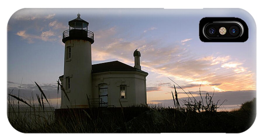 Denise Bruchman iPhone X Case featuring the photograph Coquille River Lighthouse at Sunset by Denise Bruchman