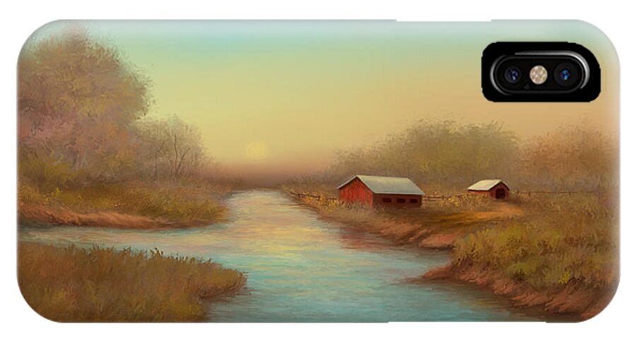 Landscape Paintings iPhone X Case featuring the painting Country Barns by Sena Wilson