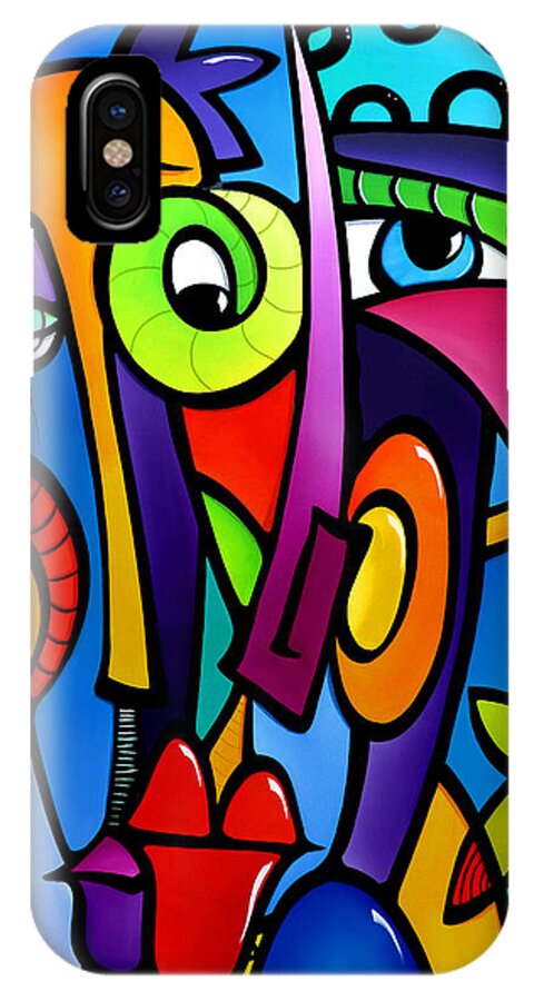 Fidostudio iPhone X Case featuring the painting Crazy Hearts by Tom Fedro