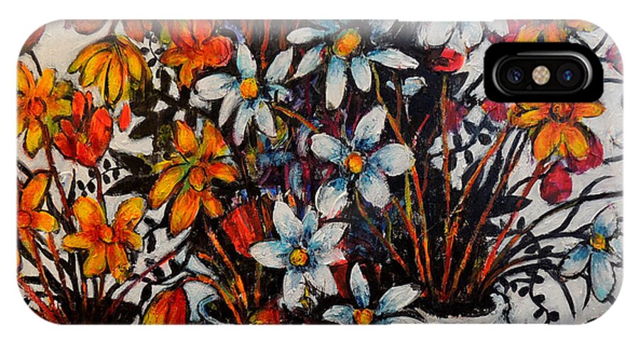Colour iPhone X Case featuring the painting Crescendo of flowers by Jeremy Holton
