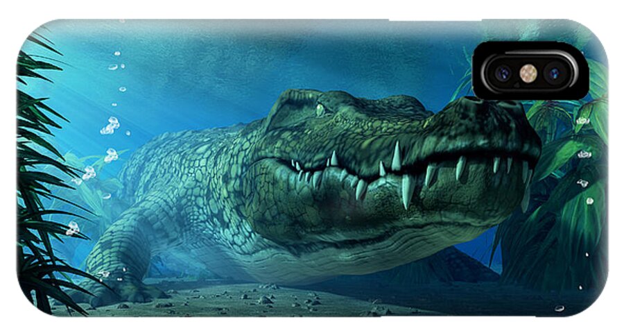 Crocodile iPhone X Case featuring the digital art Crocodile by Daniel Eskridge