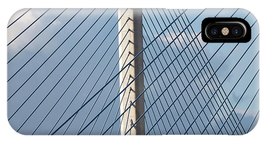 Bridge Cables iPhone X Case featuring the photograph Crossing Blue - by Julie Weber