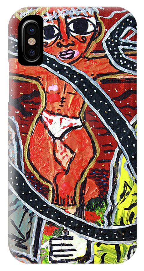  iPhone X Case featuring the painting Crucifixion by Odalo Wasikhongo