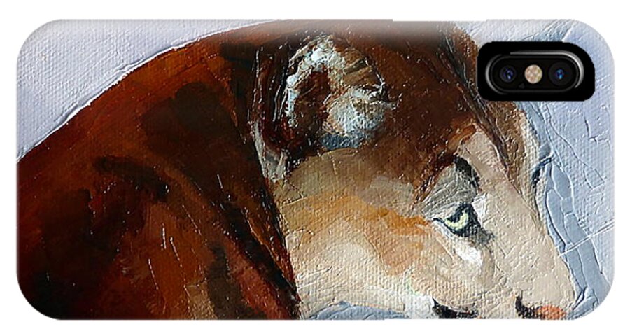 Oil Painting Of Mountain Lion iPhone X Case featuring the painting Cruz 2 by Susan Woodward
