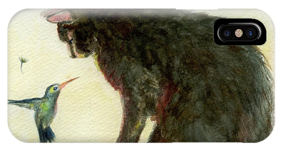 Cat iPhone X Case featuring the painting Curiosity by Andrew Gillette