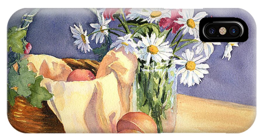 Daisies iPhone X Case featuring the painting Daisies and Peaches by Vikki Bouffard