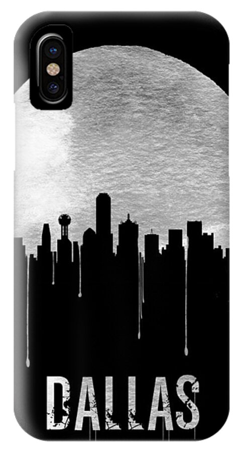Dallas iPhone X Case featuring the digital art Dallas Skyline Black by Naxart Studio