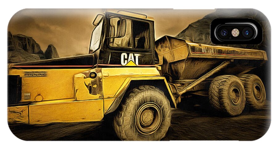 Caterpillar iPhone X Case featuring the photograph Dan Creek Rock Truck by Fred Denner