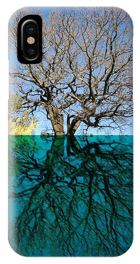 Dancers iPhone X Case featuring the mixed media Dancers Tree Reflection by Julia Woodman