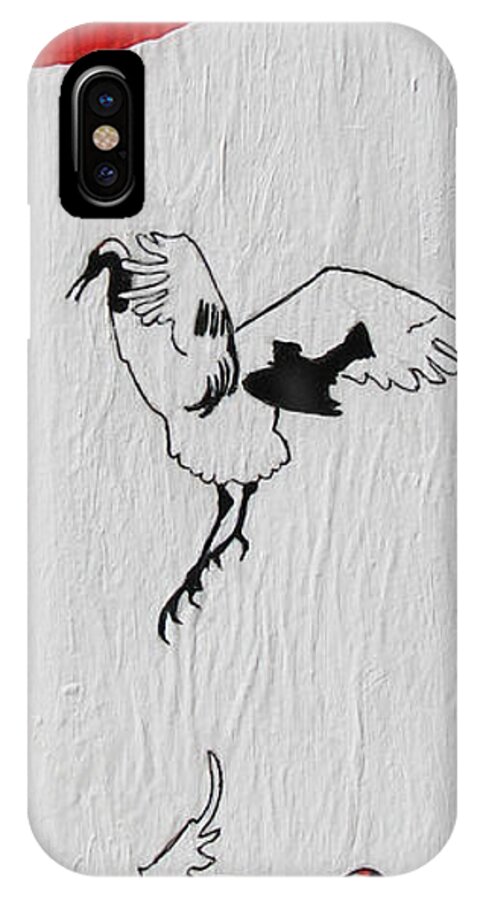 Bird iPhone X Case featuring the painting Dancing Cranes by Stephanie Grant
