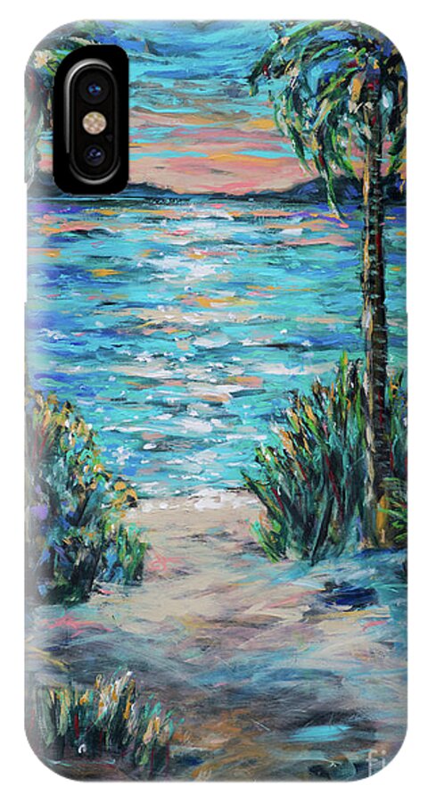 Tropical Landscape iPhone X Case featuring the painting Day to Night by Linda Olsen