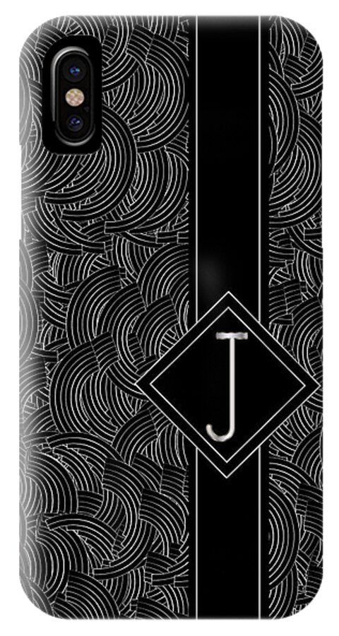 Monogram iPhone X Case featuring the digital art Deco Jazz Swing Monogram ...letter J by Cecely Bloom