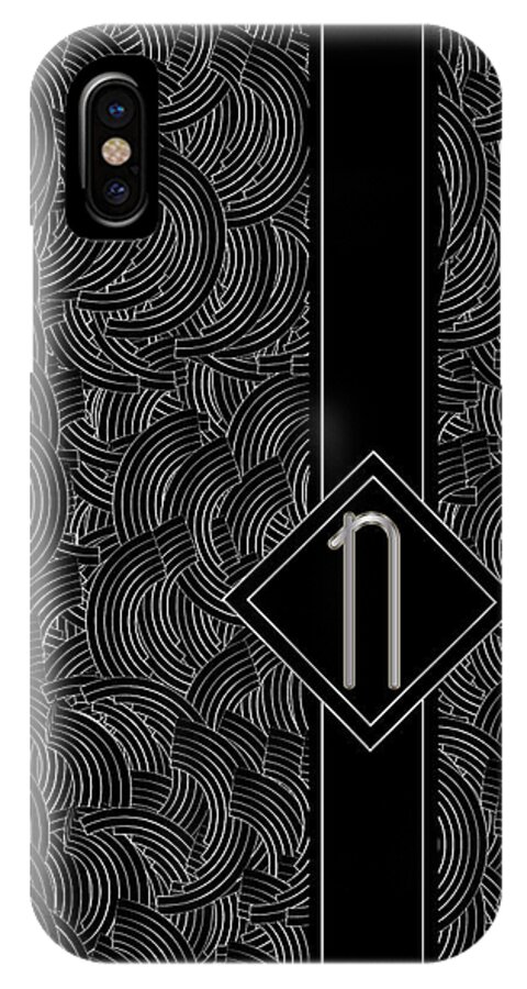 Monogram iPhone X Case featuring the digital art Deco Jazz Swing Monogram ...letter N by Cecely Bloom
