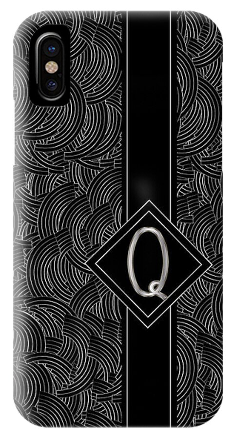 Monogram iPhone X Case featuring the digital art Deco Jazz Swing Monogram ...letter Q by Cecely Bloom
