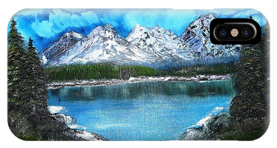Landscape iPhone X Case featuring the painting Deep Mountain Lake by Valerie Ornstein