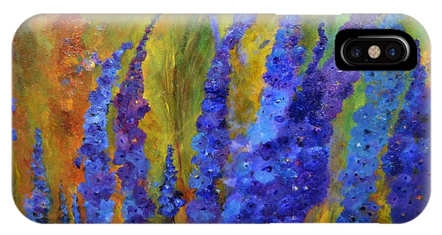 Delphiniums iPhone X Case featuring the painting Delphiniums by Claire Bull