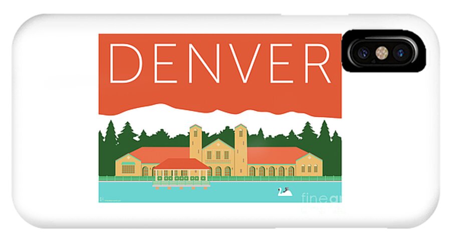 Denver iPhone X Case featuring the digital art DENVER City Park/Coral by Sam Brennan