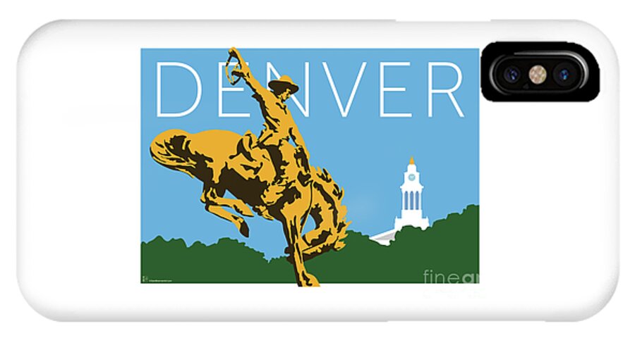 Denver iPhone X Case featuring the digital art DENVER Cowboy/Sky Blue by Sam Brennan