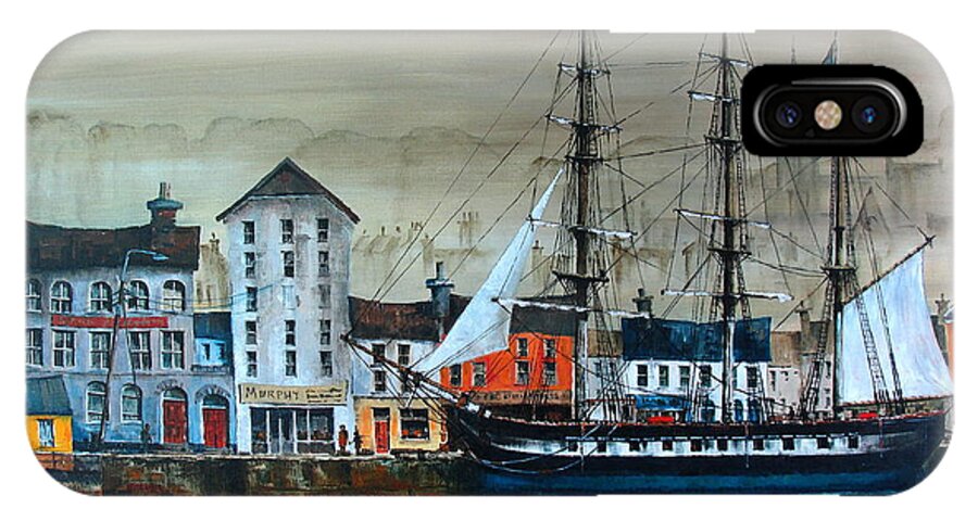Val Byrne iPhone X Case featuring the painting IRELAND CANADA LINKS.. The'' DUNBRODY'' Famine ship in New Ross, Wexford by Val Byrne