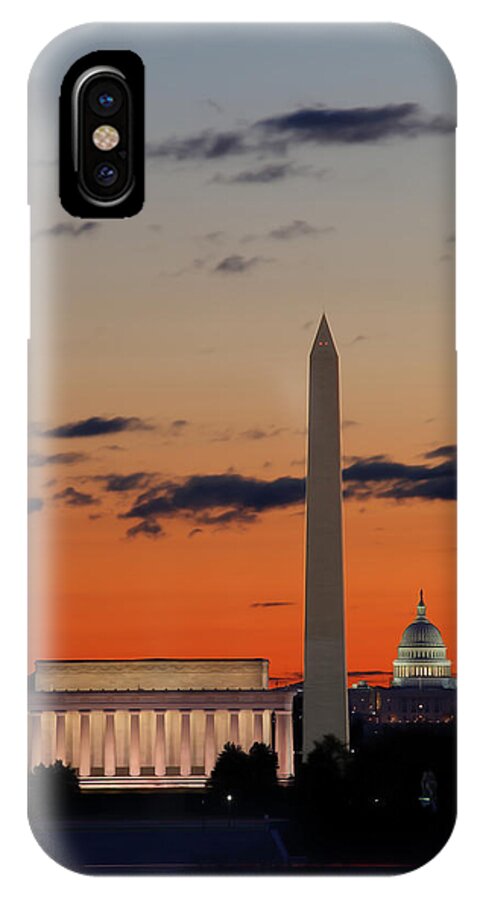 Metro iPhone X Case featuring the digital art Digital Liquid - Monuments at Sunrise by Metro DC Photography