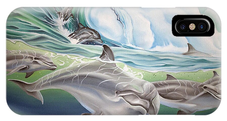 Dolphins iPhone X Case featuring the painting Dolphin 2 by William Love