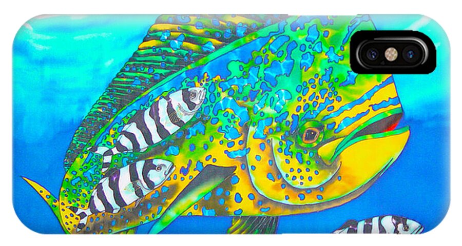 Sea iPhone X Case featuring the painting Dorado and Pilot Fish - Mahi Mahi Fish by Daniel Jean-Baptiste