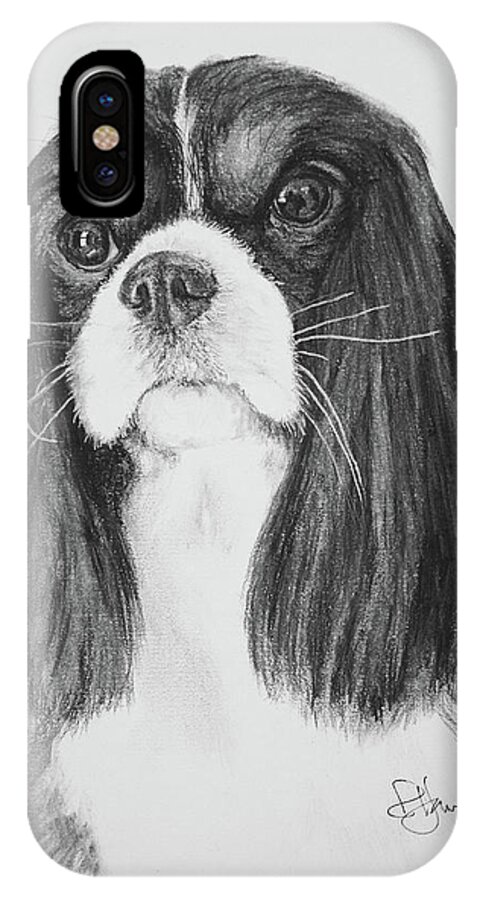 Pet Portraits iPhone X Case featuring the drawing Drayton by Rachel Bochnia