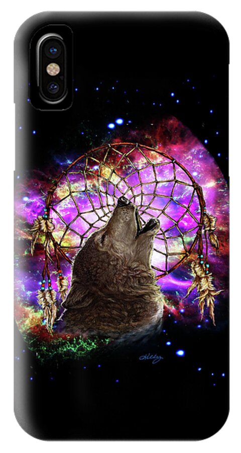 Wolf iPhone X Case featuring the digital art Dreamcatcher by Kathleen Kelly Thompson