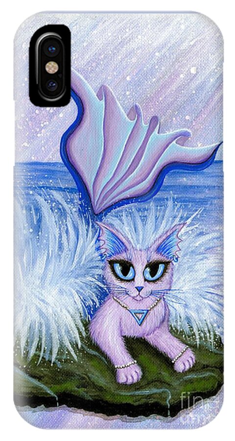 Elements iPhone X Case featuring the painting Elemental Water Mermaid Cat by Carrie Hawks