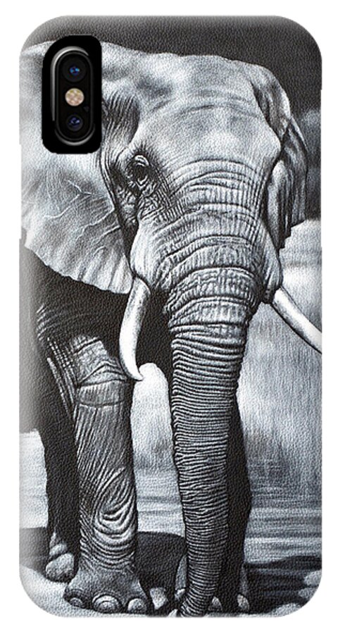 Elephant iPhone X Case featuring the painting Elephant Night Walker by Karl Hamilton-Cox