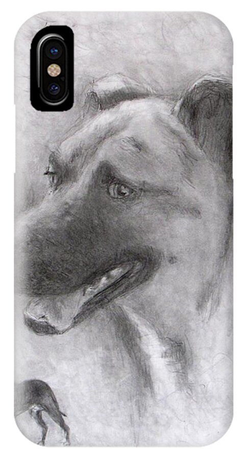  Dog iPhone X Case featuring the drawing Eliot by Jack Skinner