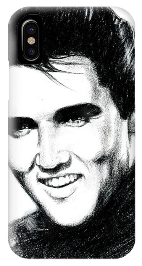 Elvis iPhone X Case featuring the drawing Elvis by Lin Petershagen