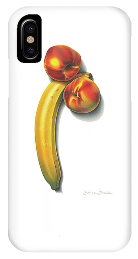 Banana iPhone X Case featuring the drawing Eve's Favorite Fruit by Donna Basile
