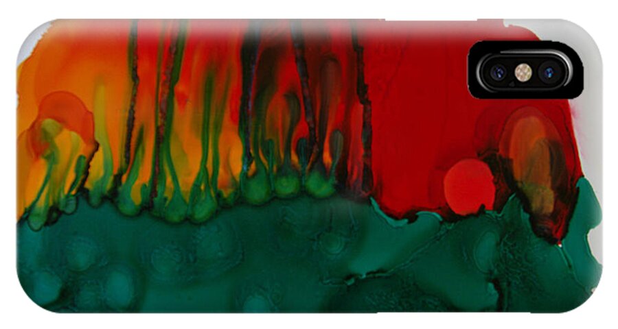 Abstract iPhone X Case featuring the painting Exotic nature # 56 by Sima Amid Wewetzer