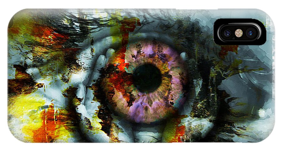Art Print iPhone X Case featuring the painting Eye in Hands 001 by Gull G