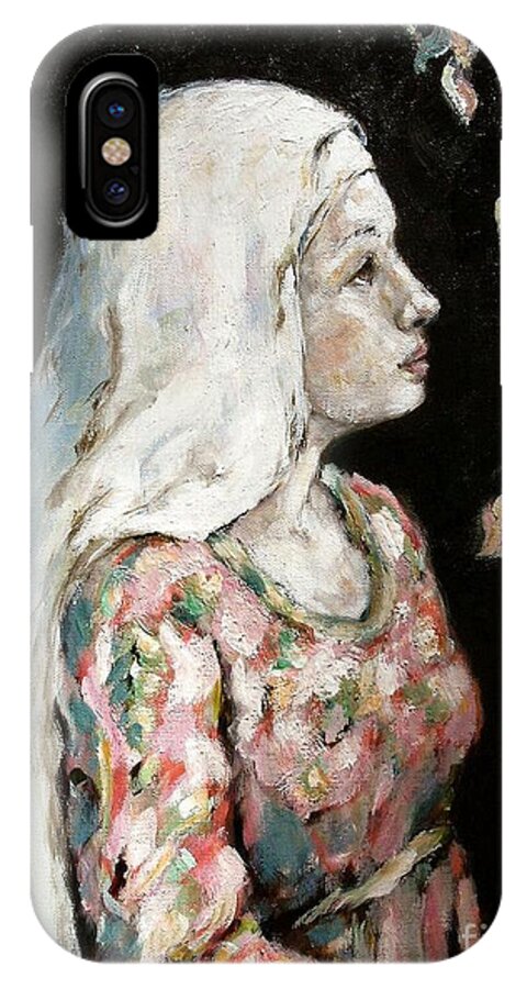 Angel iPhone X Case featuring the painting Faith by Carrie Joy Byrnes