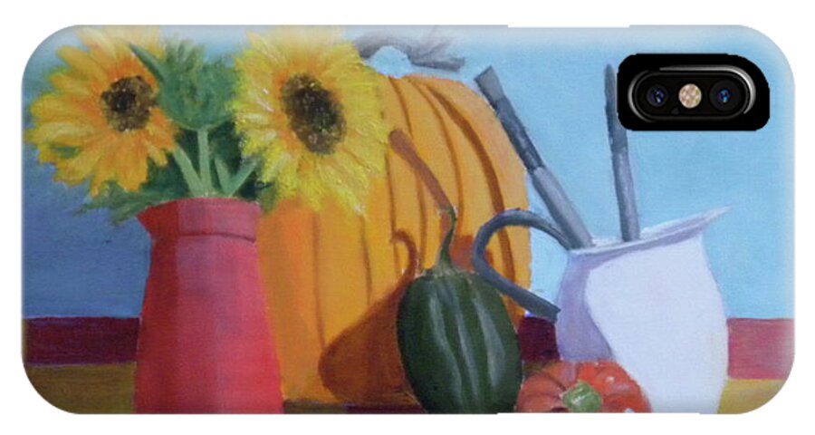 Still Life Sunflowers Light iPhone X Case featuring the painting Fall Time by Scott W White