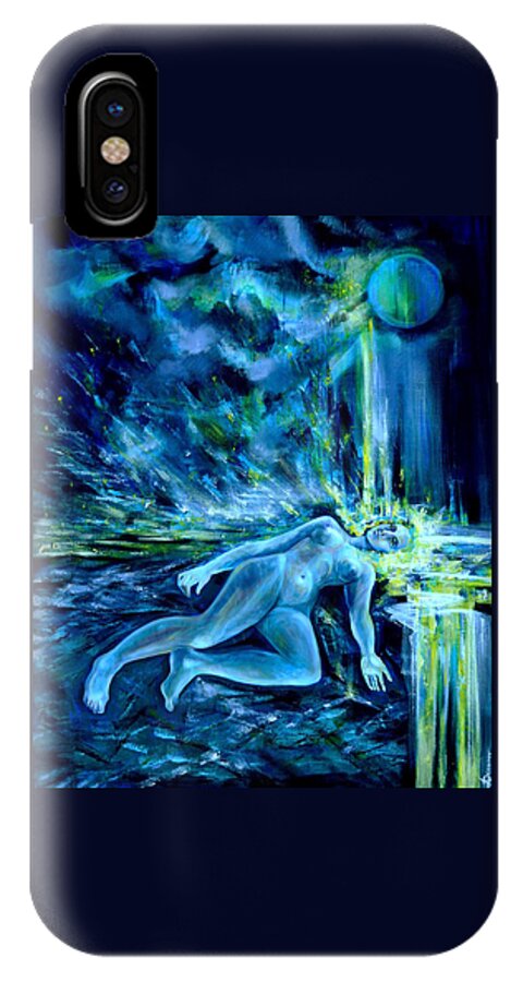 Fantasy Art iPhone X Case featuring the painting Fallen Star by Anna Duyunova