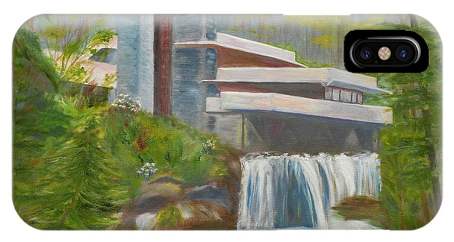 Frank Lloyd Wright iPhone X Case featuring the painting Falling Water by Jamie Frier