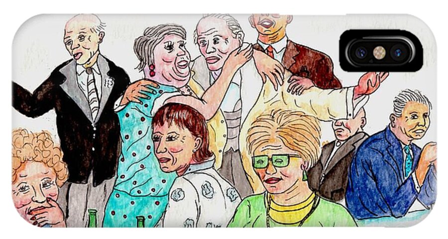 Family Having Fun iPhone X Case featuring the mixed media Family Having Fun At Football Wedding by Philip And Robbie Bracco