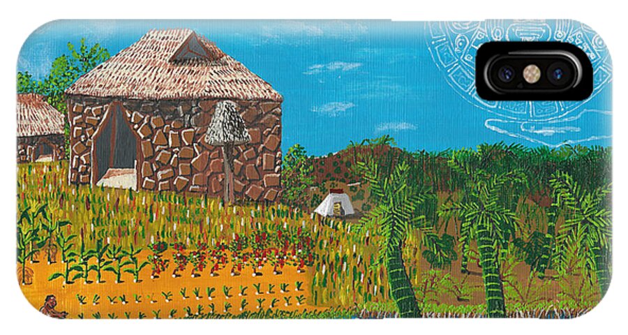 Aztec iPhone X Case featuring the painting February Mayan Farm by Paul Fields