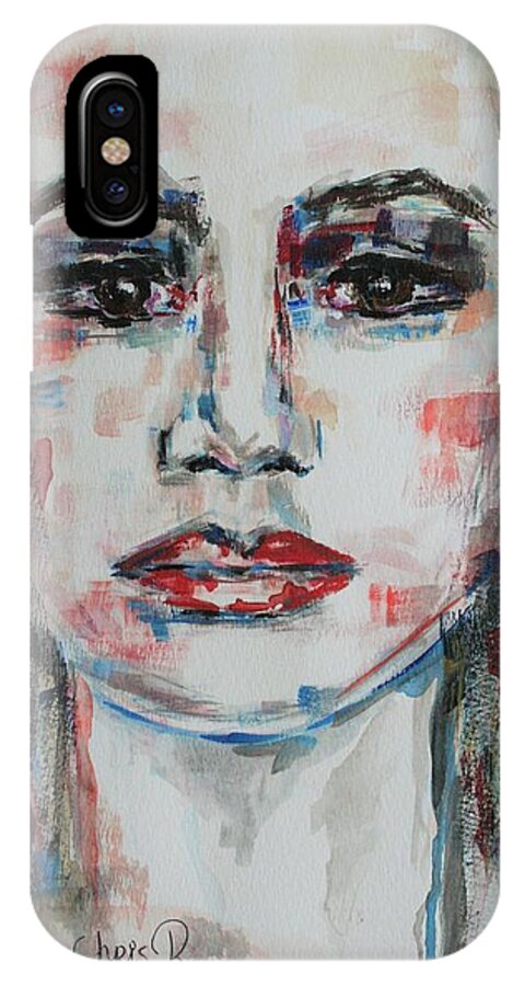 Portrait iPhone X Case featuring the painting Feels Like The World Upon My Shoulders by Christel Roelandt