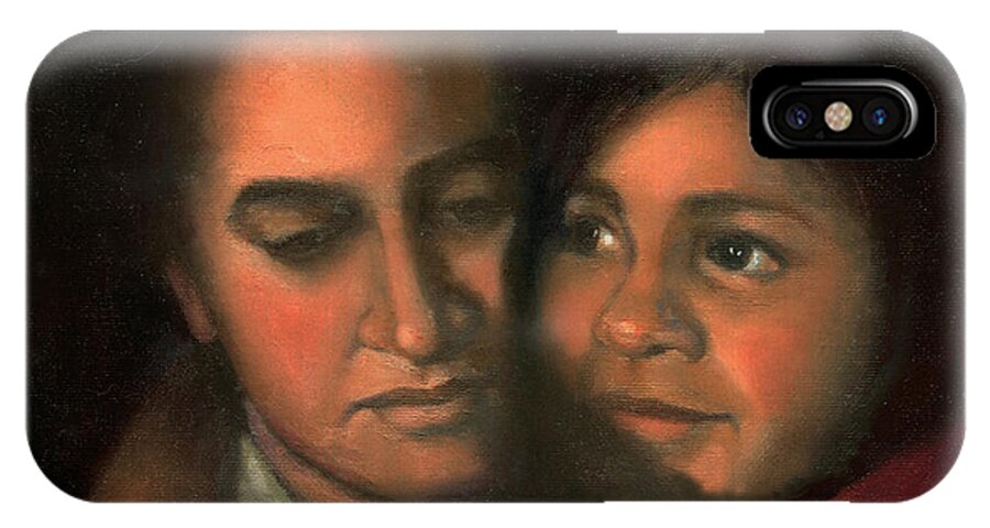 Mother iPhone X Case featuring the painting Felicia and Kira by Marlene Book